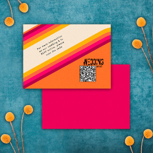 Pink Orange 70s 80s Wedding Website RSVP QR Code Enclosure Card