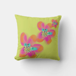 Pink Orange Abstract Floral Green Cushion