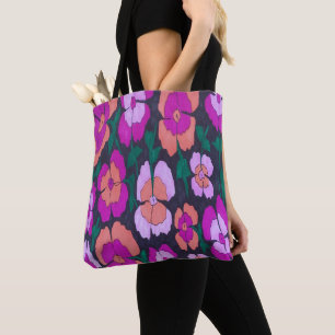 Pink Orange and Black Floral Tote bag