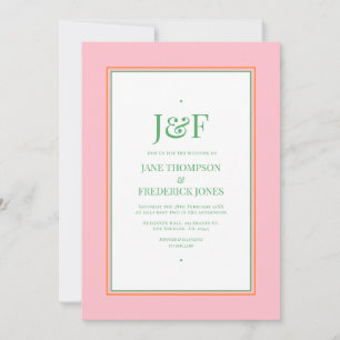 Pink, Orange and Green Wedding Invitation