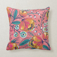 Pink Orange and Turquoise Floral Pattern