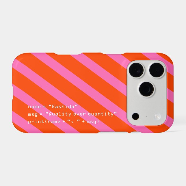 Pink Orange and White Message in Python Code  (Back Horizontal)