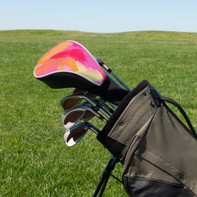 Pink, Orange and Yellow Golf Head Cover (In Situ)