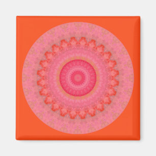 Pink, Orange and Yellow Mandala Magnet