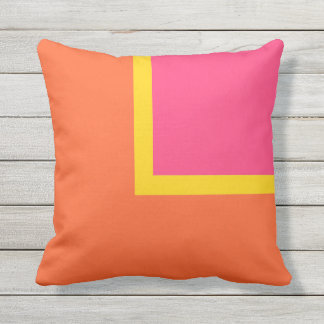 Pink, Orange and Yellow Modern Colour Block Cushion