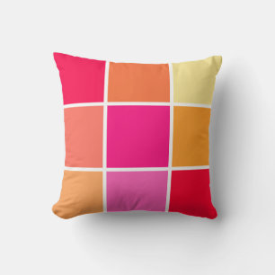 Pink, Orange and Yellow Squares Cushion