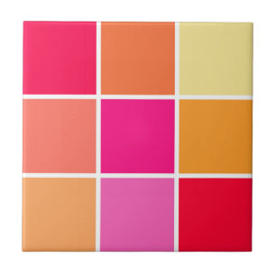 Pink, Orange and Yellow Squares Tile