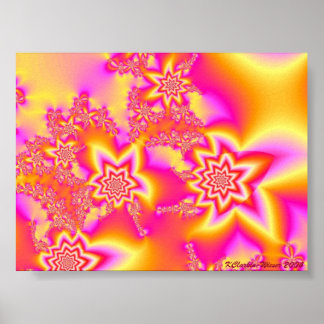 Pink, Orange, and Yellow Star Shields Poster