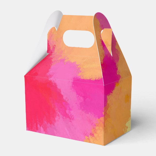 Pink, Orange and Yellow Watercolor Favour Box (Front Side)