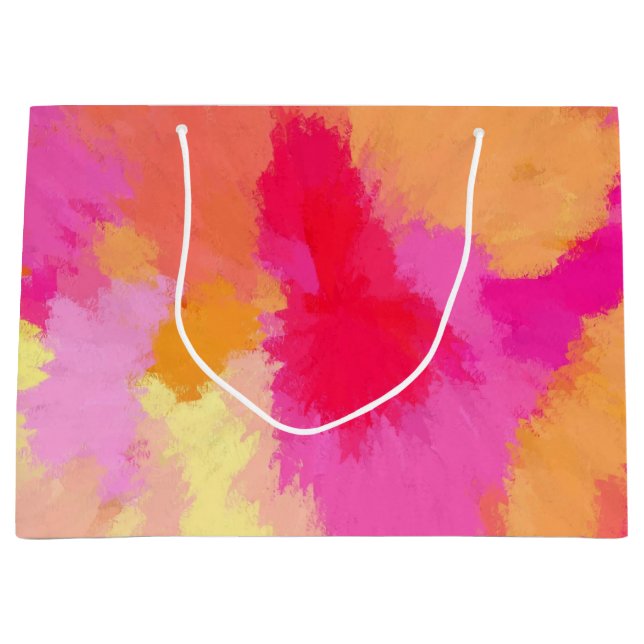 Pink, Orange and Yellow Watercolor Large Gift Bag (Front)
