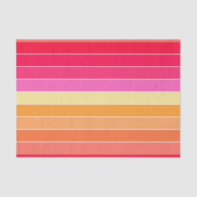 Pink, Orange and Yellow Watercolor Stripes  Tissue Paper (Front)