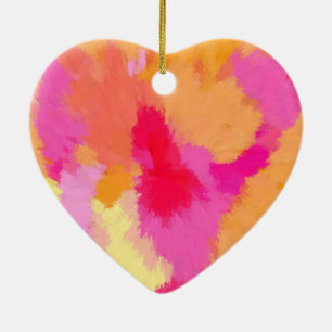 Pink, Orange and Yellow Watercolors Ceramic Tree Decoration