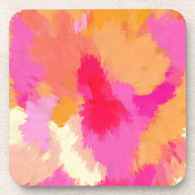Pink, Orange and Yellow Watercolors Coaster (Front)