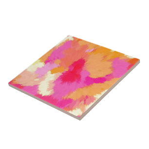 Pink, Orange and Yellow Watercolors Tile