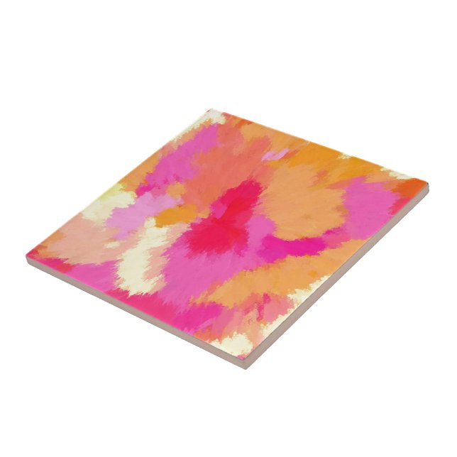 Pink, Orange and Yellow Watercolors Tile (Side)