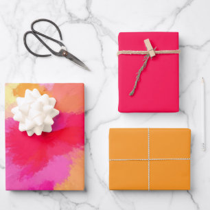 Pink, Orange and Yellow Watercolors Wrapping Pape Paper Sheet