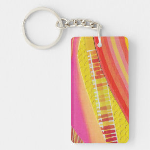 pink orange and yellow waves key ring