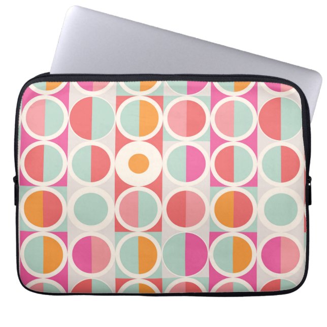 Pink Orange Blue Geometric Pattern Laptop Sleeve (Front)