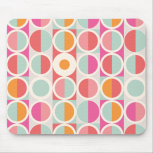 Pink Orange Blue Geometric Pattern Mouse Pad