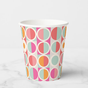 Pink Orange Blue Geometric Pattern Paper Cups