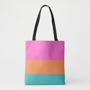 Pink, Orange& Blue Wide Stripes Modern Minimalist Tote Bag