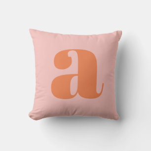 Pink Orange Bold Monogram Initial Letter Custom Cushion