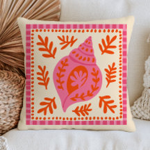 Pink& Orange Botanical Seashell Beach Nautical