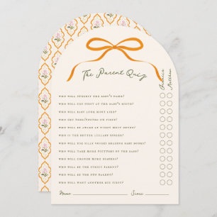 Pink Orange Bow Dainty Wildflowers Parent Quiz Invitation