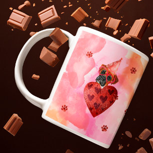 Pink Orange Boxer Valentine's Day Gift Dog Coffee Mug