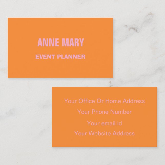 Pink Orange Bright Colorful Professional Girly Business Card (Front/Back)