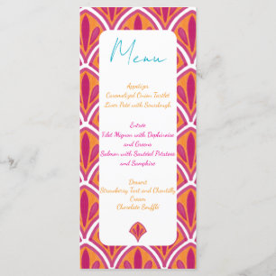 Pink & Orange Bright Colourful Fan Wedding Menu