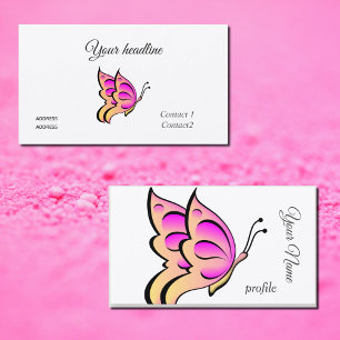 Pink orange butterfly business card