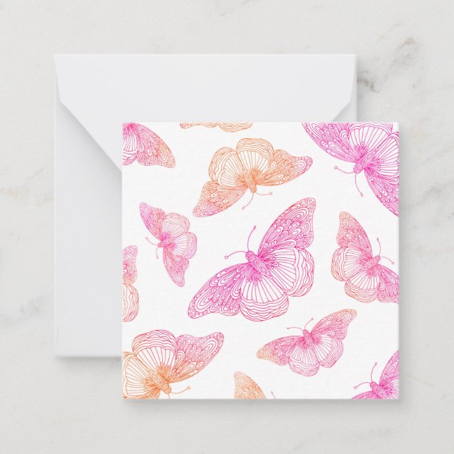 Pink Orange Butterfly Pattern  Card (Front)