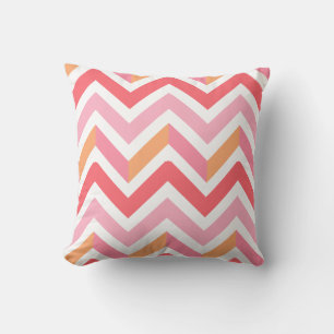 Pink Orange Chevron Geometric Modern Summer Cushion