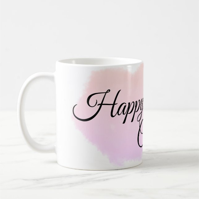 Pink orange clouds pastel happy birthday modern  coffee mug (Left)