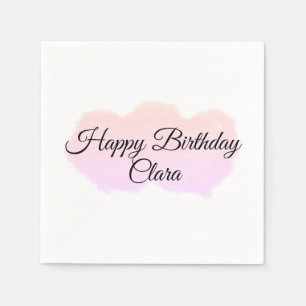 Pink orange clouds pastel happy birthday modern  napkin