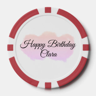 Pink orange clouds pastel happy birthday modern  poker chips
