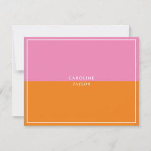 Pink Orange Colour Block Girly Note Card