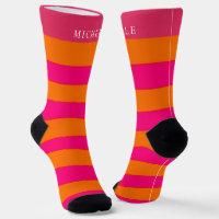 Pink Orange Colour Block Lines Striped Custom Name