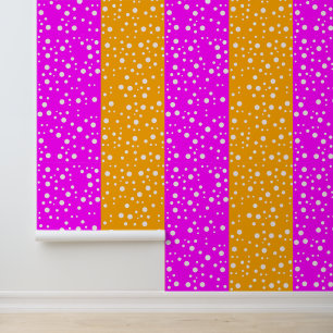 Pink & Orange Colour With Polka Dots - Playful Wallpaper