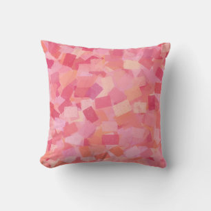 Pink Orange Cubism Abstract Pattern Cushion