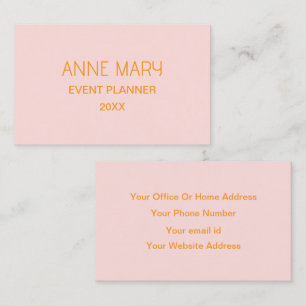 Pink Orange Custom Colour Wedding Professional Business Card