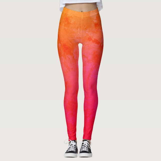 Pink, Orange Custom Leggings (Front)