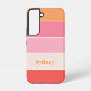 pink orange Custom Summer Color Block Stripes Samsung Galaxy Case