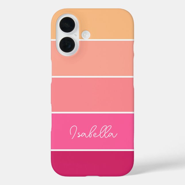 pink orange Custom Summer  Colour Block Stripes Case-Mate iPhone Case (Back)