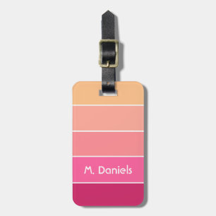 pink orange Custom Summer Colour Block Stripes Luggage Tag