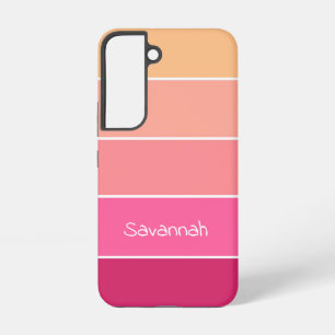pink orange Custom Summer Colour Block Stripes Samsung Galaxy Case