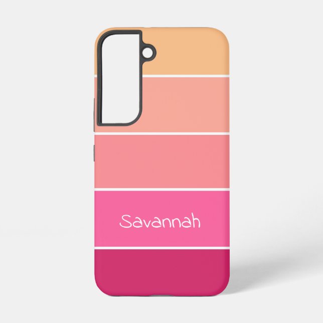 pink orange Custom Summer Colour Block Stripes Samsung Galaxy S22 Case (Back)