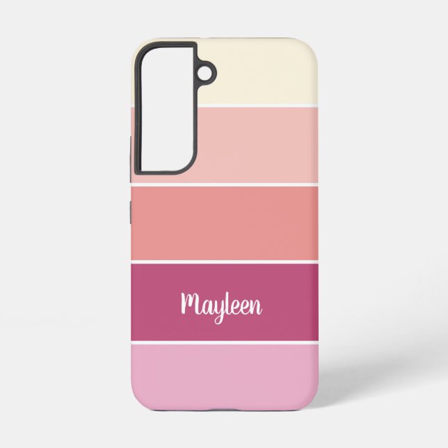 pink orange Custom Summer Colour Block Stripes Samsung Galaxy S22 Case (Back)