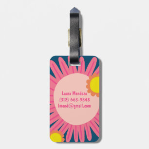 Pink Orange Daisy Flower CUSTOMIZED INITIALS Luggage Tag